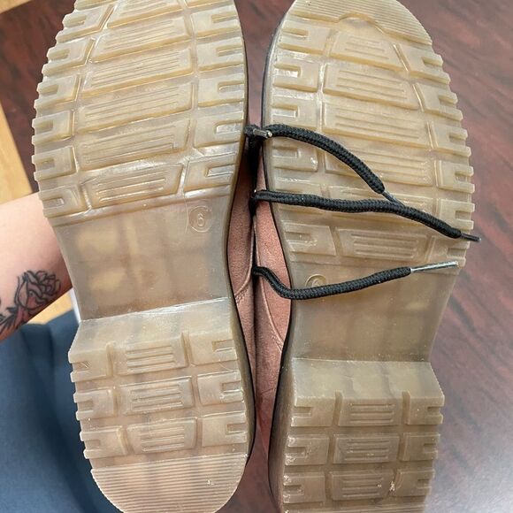 Blush Pink Velvet Combat Boots - Picture 4 of 5